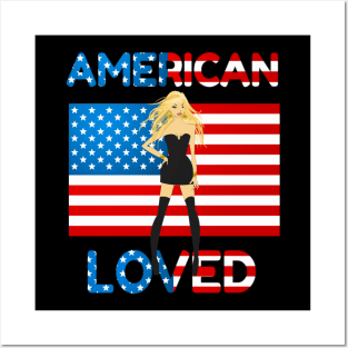 4th of July American Loved Flag Girl Posters and Art